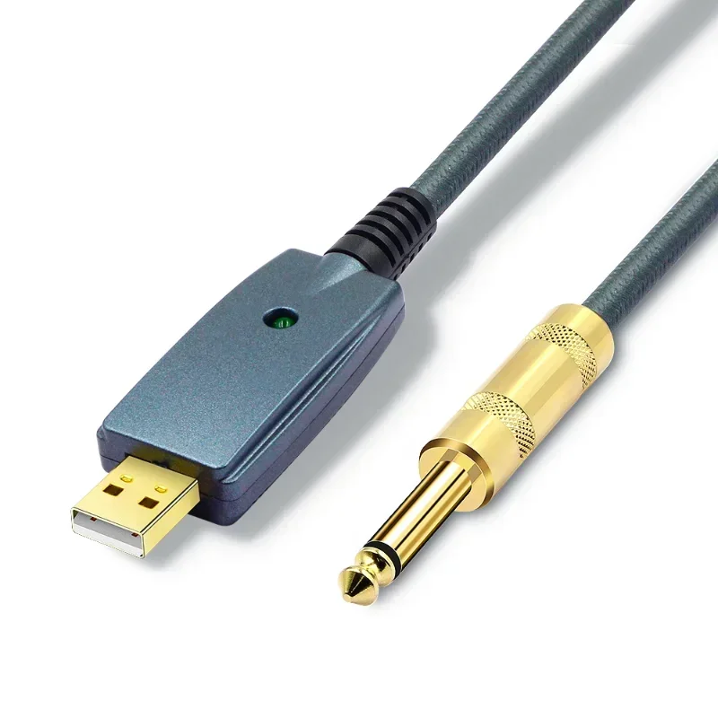 Adaptador de cabo conector de áudio interface de 6,35 mm cabo de guitarra USB acessórios elétricos