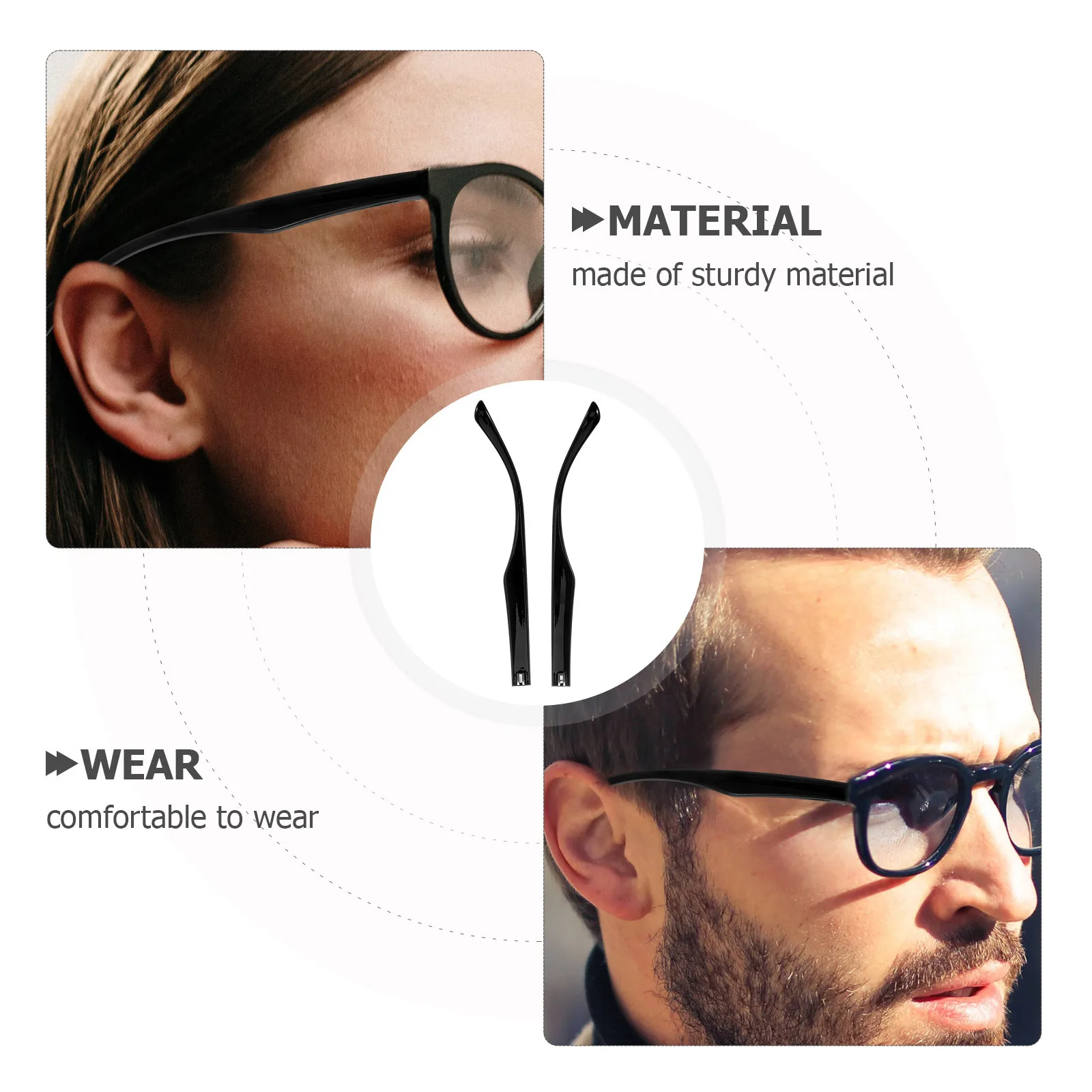 

1Pair Glasses Arm Replacement Lightweight Tr90 Durable Easy Install Replacement Eyeglass Arm Legs Glasses Repair Kit