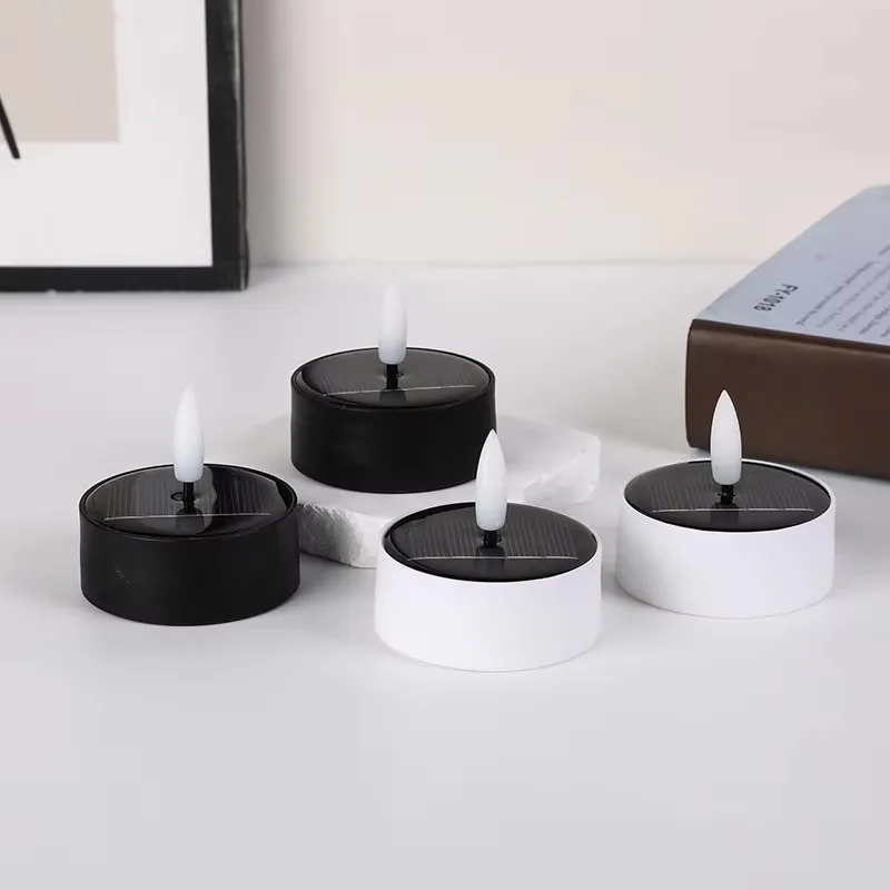 قابلة للشحن الشمسية بقيادة ضوء شمعة LED الشموع مع لوحة للطاقة الشمسية عديمة اللهب ديكور الزفاف عيد الميلاد أضواء الشاي القابلة لإعادة الشحن