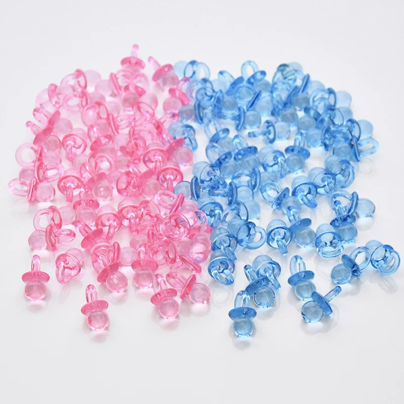 50/100Pcs Mini Acrylic Blue Pink Pacifier Nipple Confetti For Baby Shower Decoration Gender Reveal Table Scatter Birthday Party