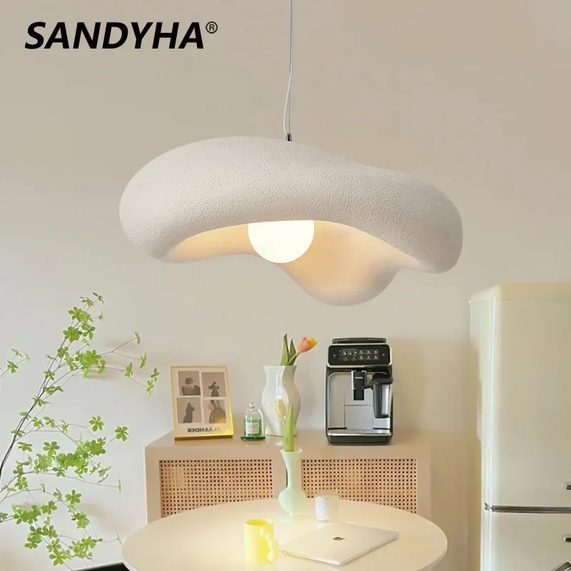 

SANDYHA Modern White Cloud Led Pendant Lights Creamy Style Chandeliers Lustre Home Decor Living Room Dining Table Bedroom Lamp