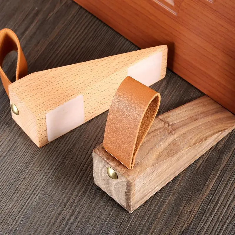 Solid Wood Door Stopper Durable Anti Slip Wedge for Home Office Heavy Doors Floor Protection Solution