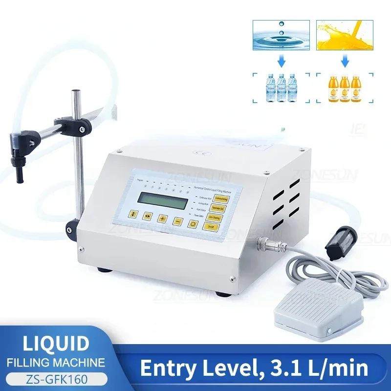 

5-3500ml Digital Control Water Drink Alcohol Perfume Juice Milk Small Bottle Filler GFK 160 Liquid Filling Machine