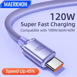 120W 6A USB C Cable Super Fast Charging Phone Charger Type C Data Cord For Samsung S23 Realme Xiaomi 13 Huawei Quick Charge Wire