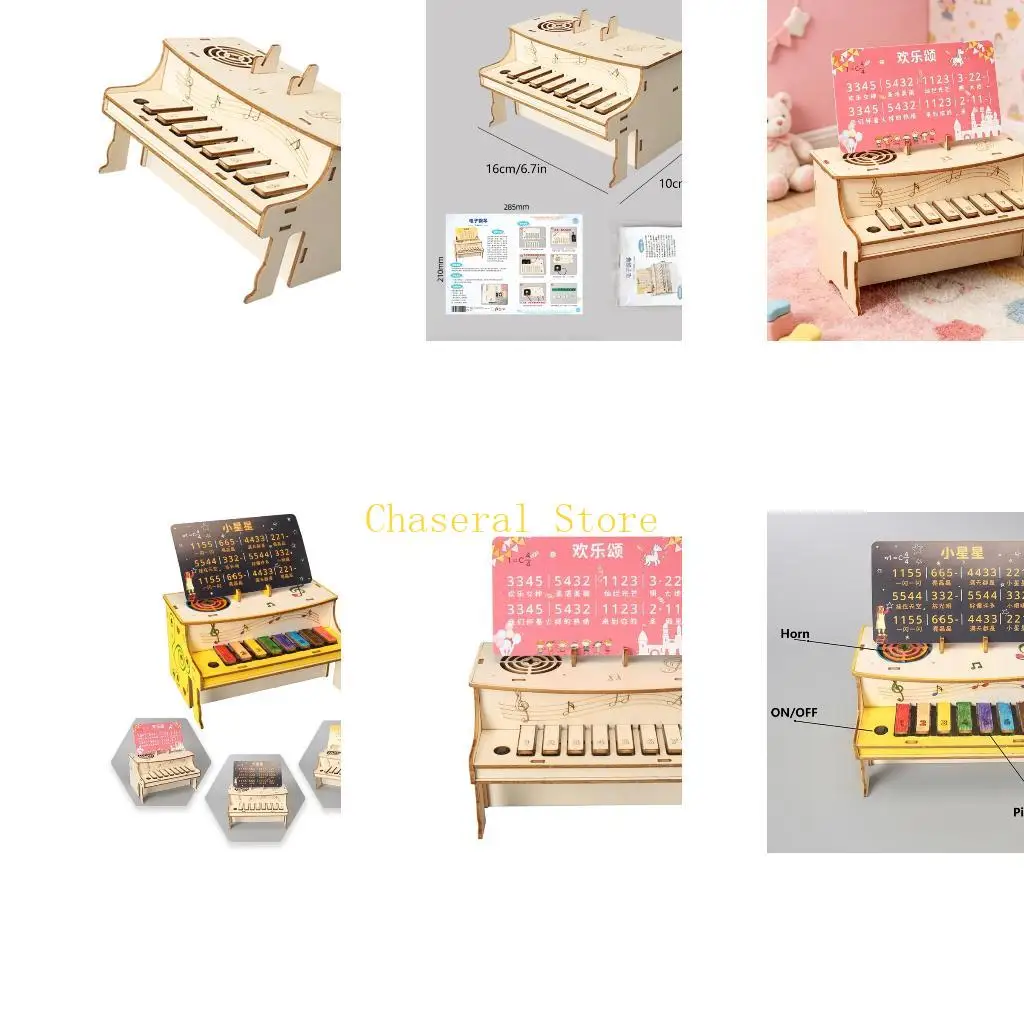 E7CE Wooden Electronic Piano Construction Set For Kid Inventors Educational Toy