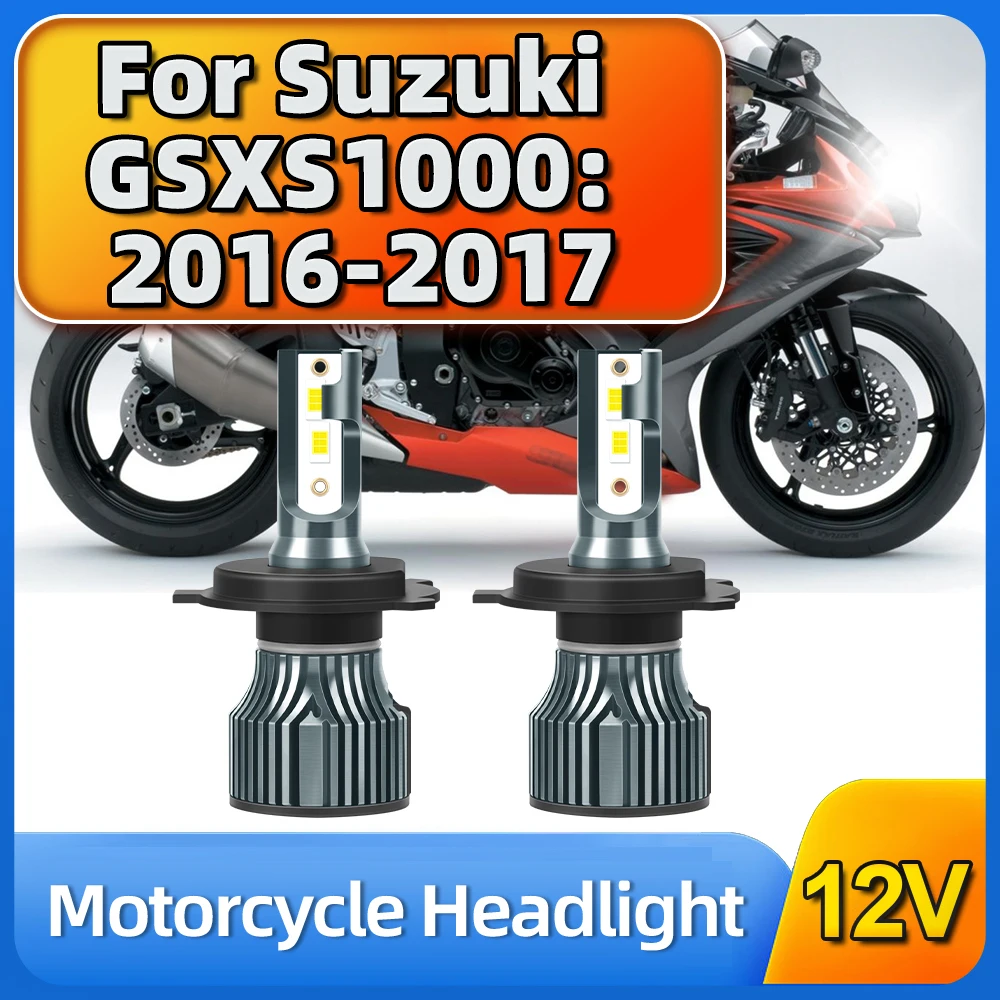 Turbo Fan Motorcycle LED Headlights 12V MOTO Hi/Lo Bulbs Motorbike Super Bright CSP Lamps 20000LM For Suzuki GSXS1000 2016 2017