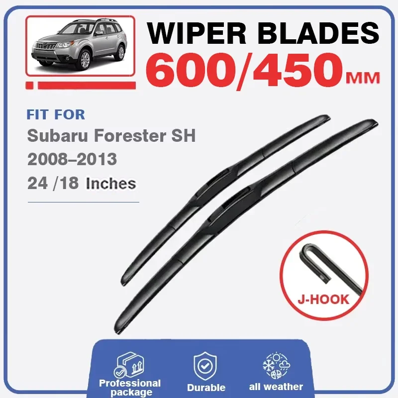 Front Rear Wiper Blades Set Kit For Subaru Forester SH 2008-2013 Windshield Window Windscreen Brushes Cutter 24