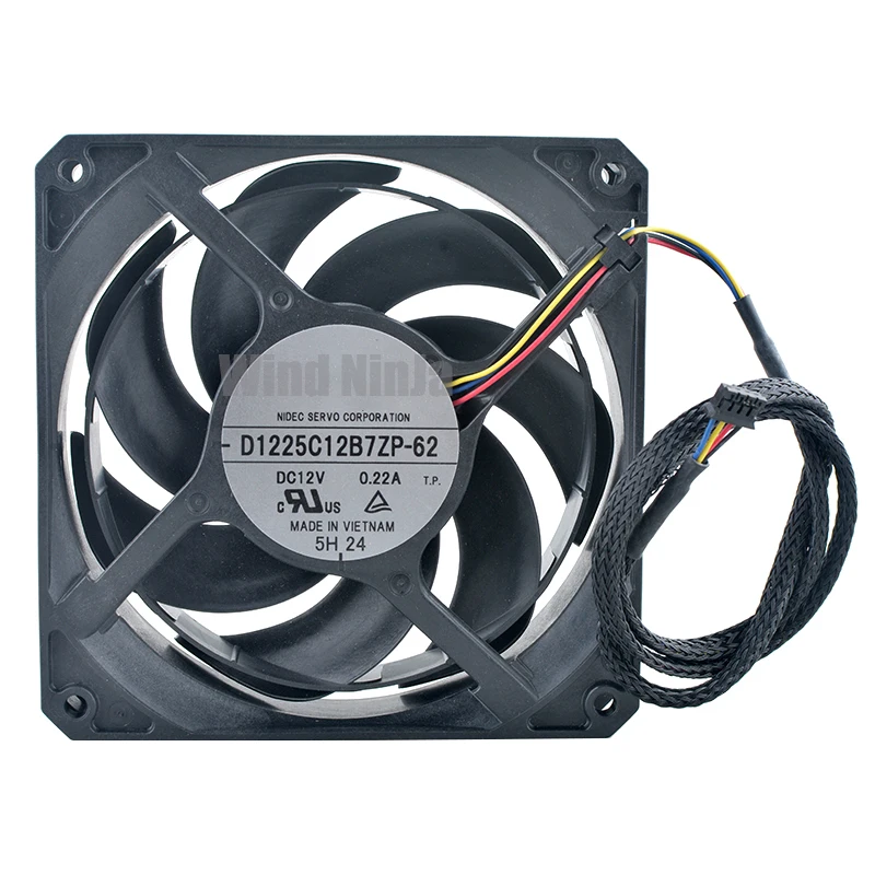 Ventilador de refrigeración por agua para CPU, ventilador de D1225C12B7ZP-62, 12cm, 120mm, 120x120x25mm, cc 12V, 0.22A, 4 pines