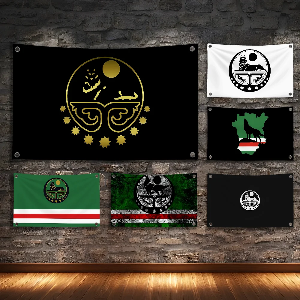 Chechen Republic Logo Map Flag Room Bedroom Home&Outdoor Wall Hanging Concert Printed Background Decoration Art Banner