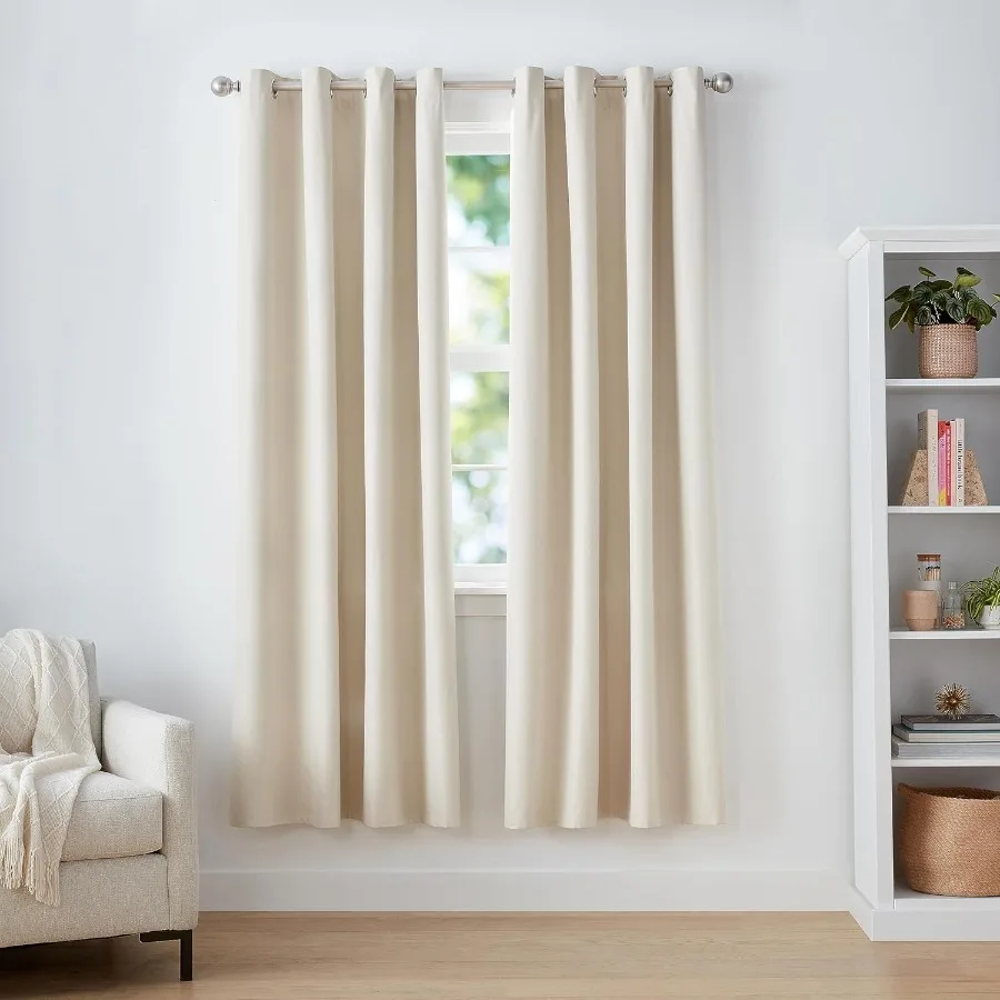 

Room Darkening Blackout Window Curtains 2 Panels with Grommets for Living Room and Bedroom 52 x 84 inches Beige Ideal for Creat