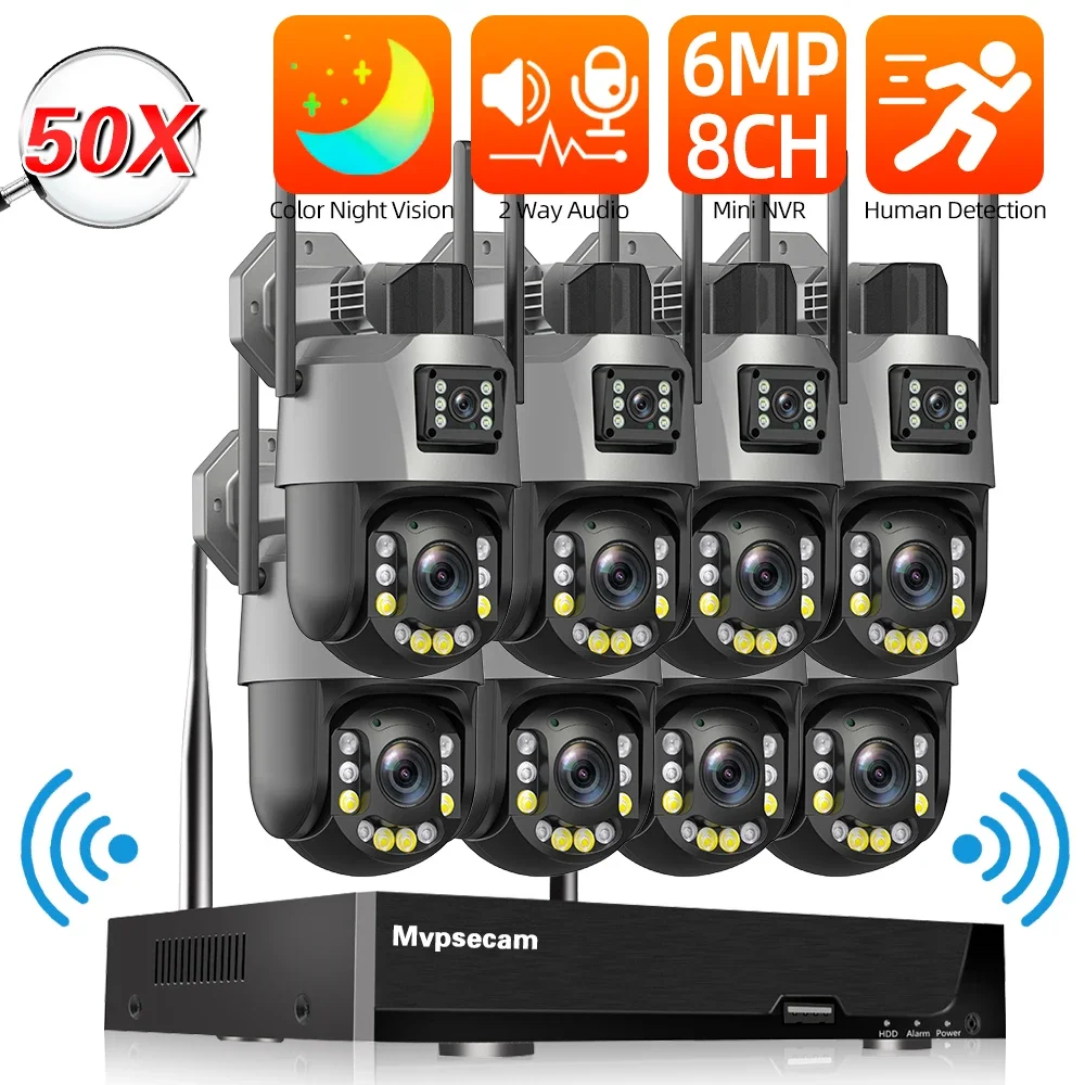 

50X Zoom Wifi PTZ CCTV Security Camera System 8CH 6MP Wifi NVR Kit XMEYE Outdoor Human Detection CCTV Video Surveillance Kit 4CH