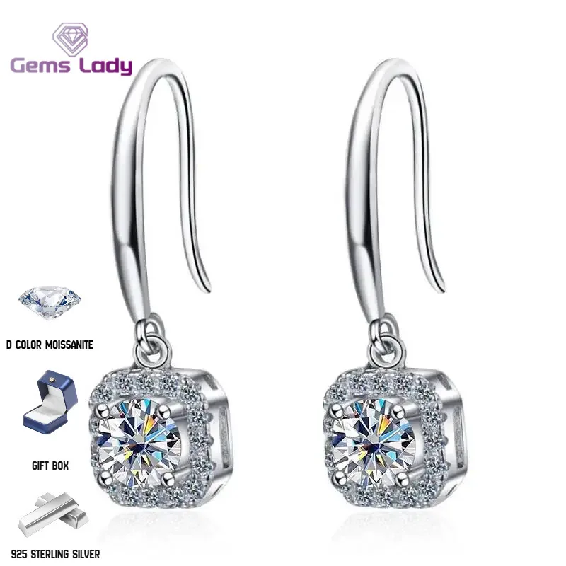 

Серьги GEMS LADY из стерлингового серебра с бриллиантами, классические серьги с муассанитом круглой огранки, цвет D с сертификацией GRA, женские ювелирные изделия