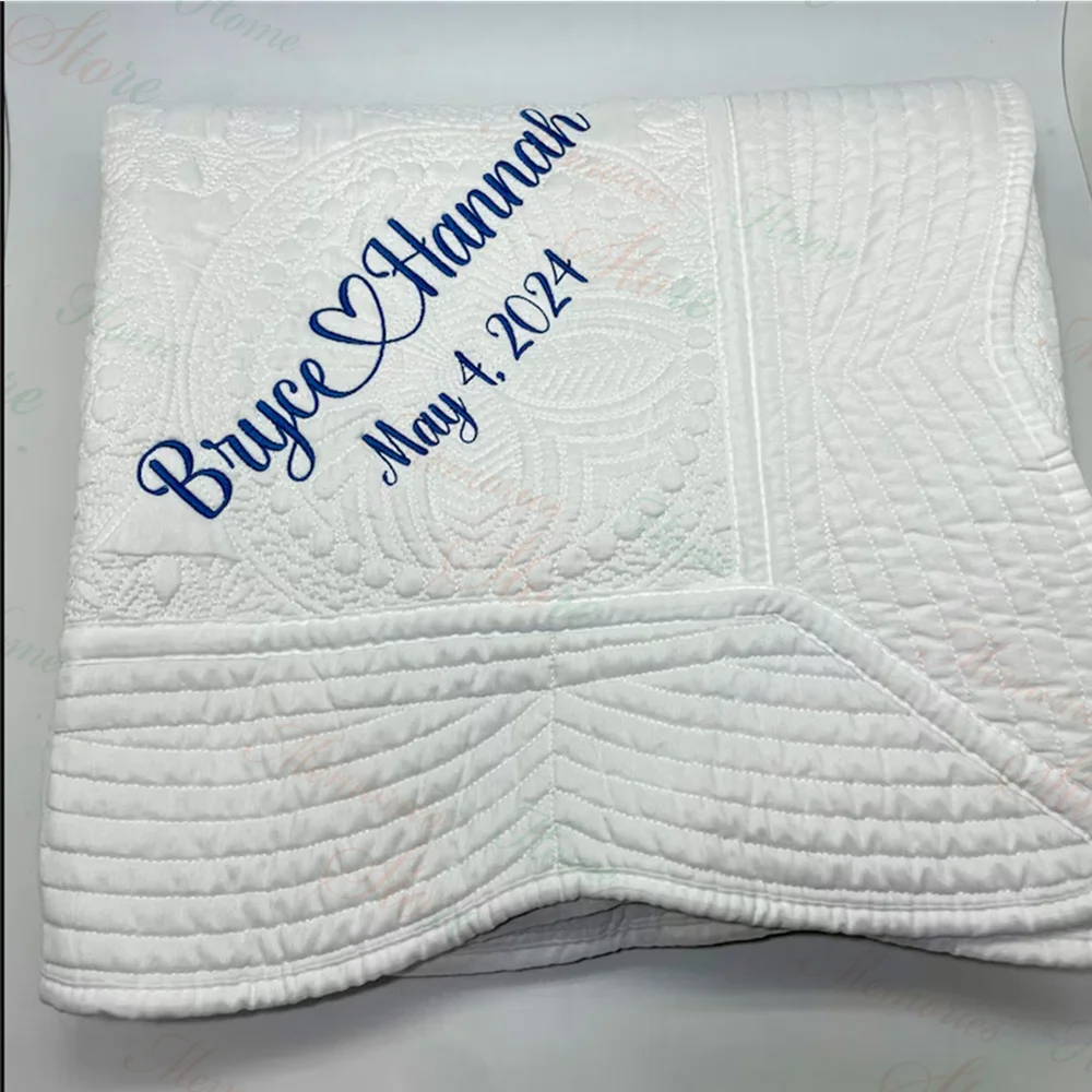 

New Personalized Name Baby's Blanket Custom Embroidered Name Cotton Blanket Infant Birth Gift Monogrammed Noon Nap Quilt Blanket