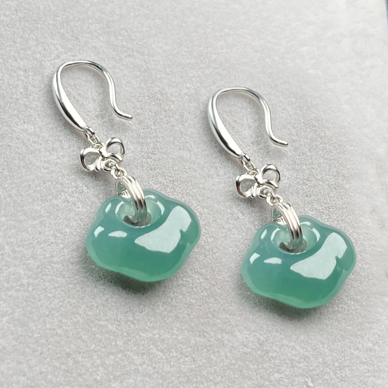 

Myanmar Jadeite Ruyi Earrings Gifts for Women 925 Silver Carved Gemstone Luxury Natural Burmese Jade Real Jewelry Stone