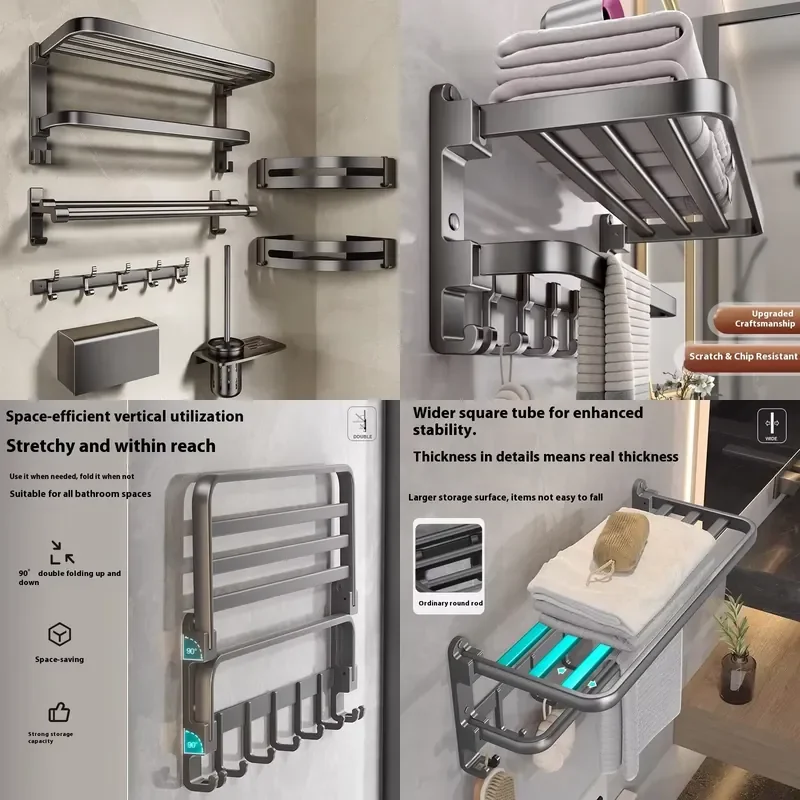 for Modern 6 Piece Wall Mounted Bathroom Hardware Set Eco Friendly Towel Rack Accessories For Home Hotel Bath