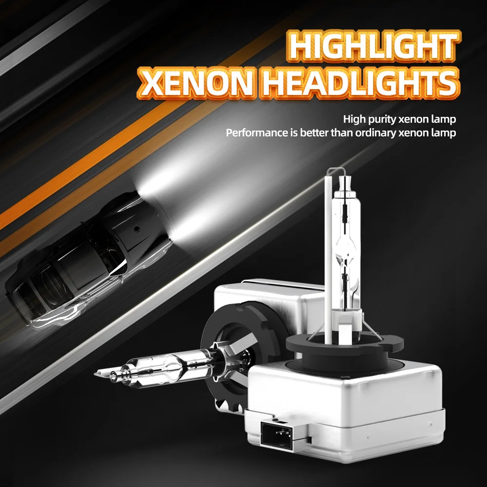 2pcs D1S D2S D3S D4S Xenon Headlight Bulbs, 6000K White 150% Lighting Distance Xenon Replacement Bulb With Metal Stents Base