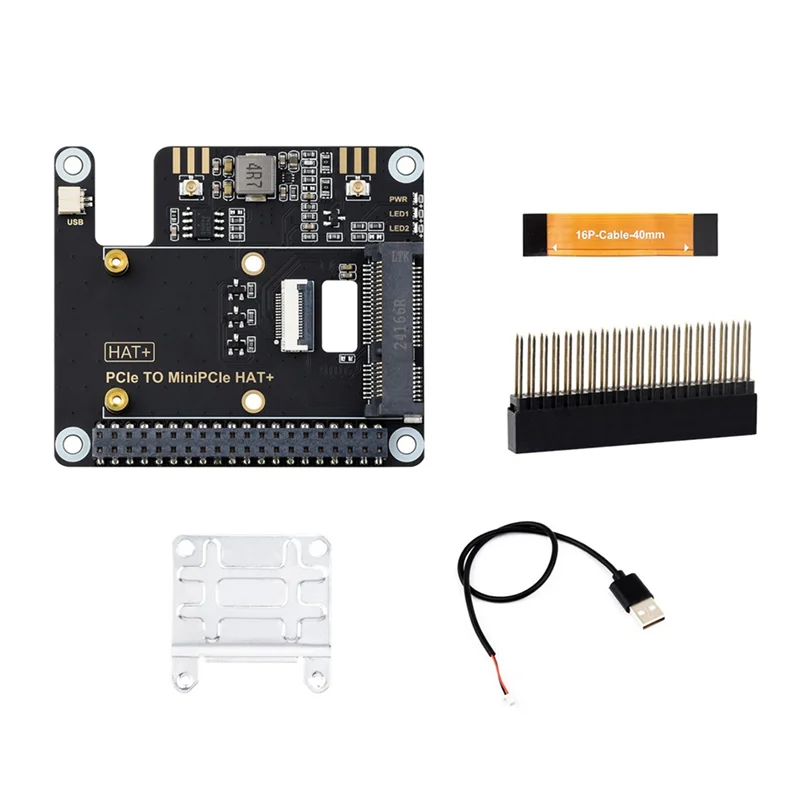Adapter PCIE na Minipcie HAT+ kompatybilny z kartą sieciową bezprzewodową, USB Bluetooth i modułem AI dla Raspberry Pi 5-ABIU