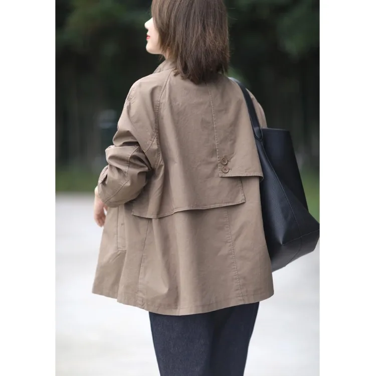 Casual Faion Abnehmen Midi Länge Stehkragen Mantel frauen Kleine Größe Offene Strickjacke Windjacke Oberbekleidung Retro Sle Lange...