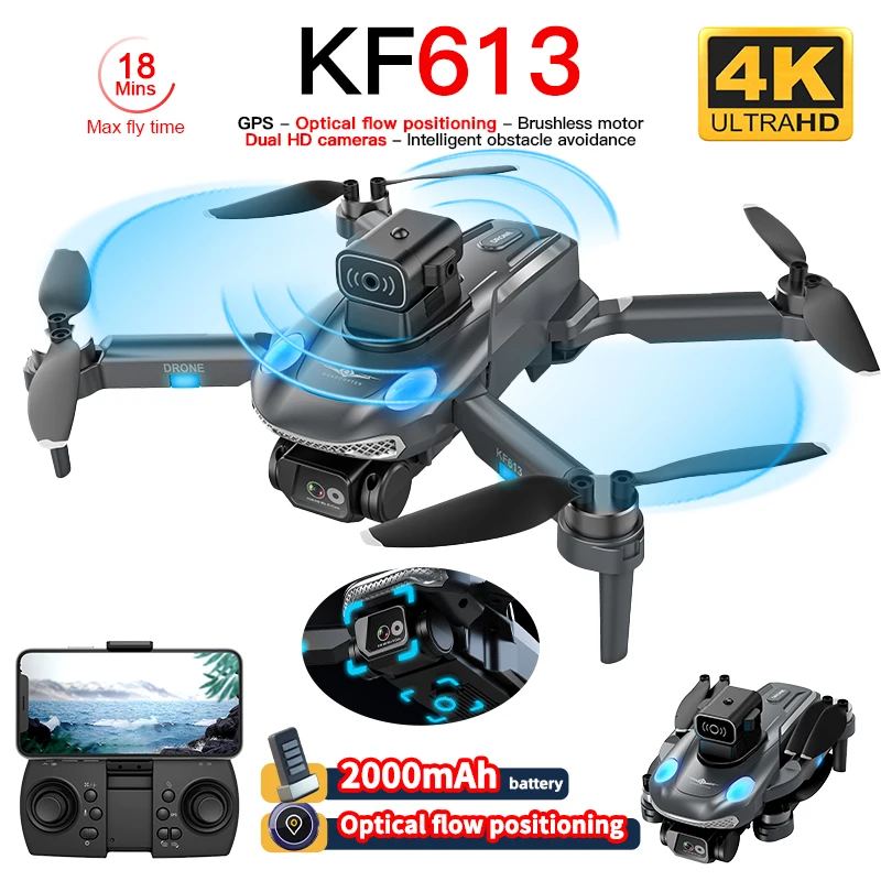 KF613 4K GPS Drone With Camera Obstacle Avoidance FPV Quadcopter Brushless Motor 5G WIFI 18min Flight Mini Dron Under 250g