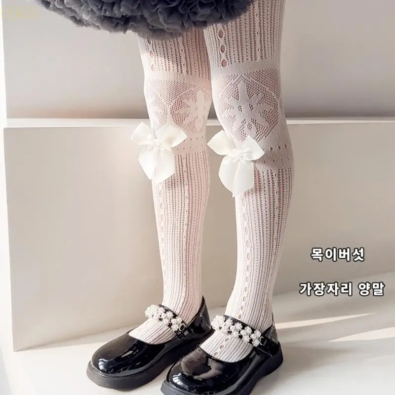 

090B NonSlip Mesh Leggings for 3-12Years Girl Spring Hollow Socks Breathable Stretchy Tights Kids Princess Long Stockings