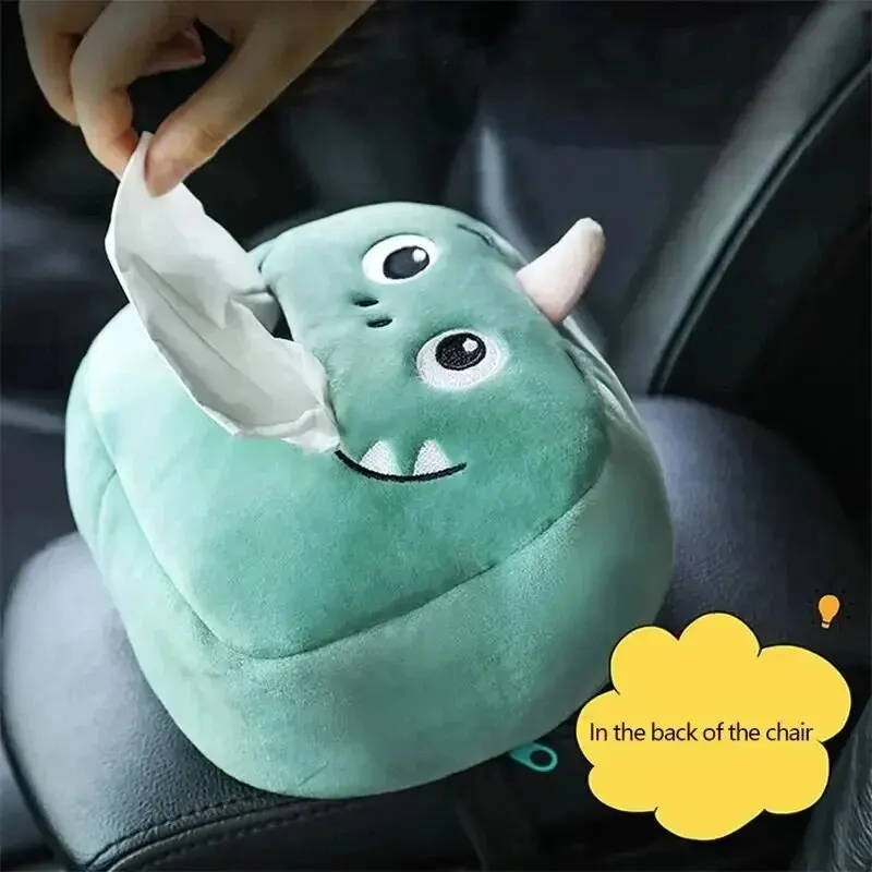 Cartoon Car Tissue Box Cute Plush Animals Napkin Paper Holder Portable Auto Armrest Box Tissue Paper Storage Case Car Decoration