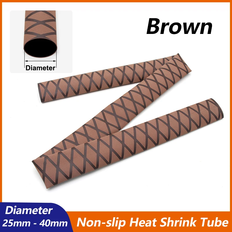 Brown Dia 25/28/30/35/40mm Non-slip Heat Shrink Wrap Tube Fishing Rod DIY Handle Insulation Waterproof Racket Handle Grip 1m/pcs