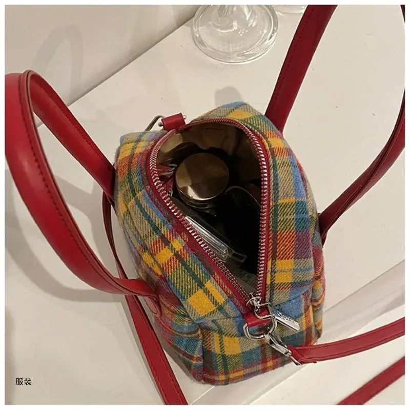D0UD Seashells Crossbody Bag for Women All-matching Shoulder Bag Plaids Bag