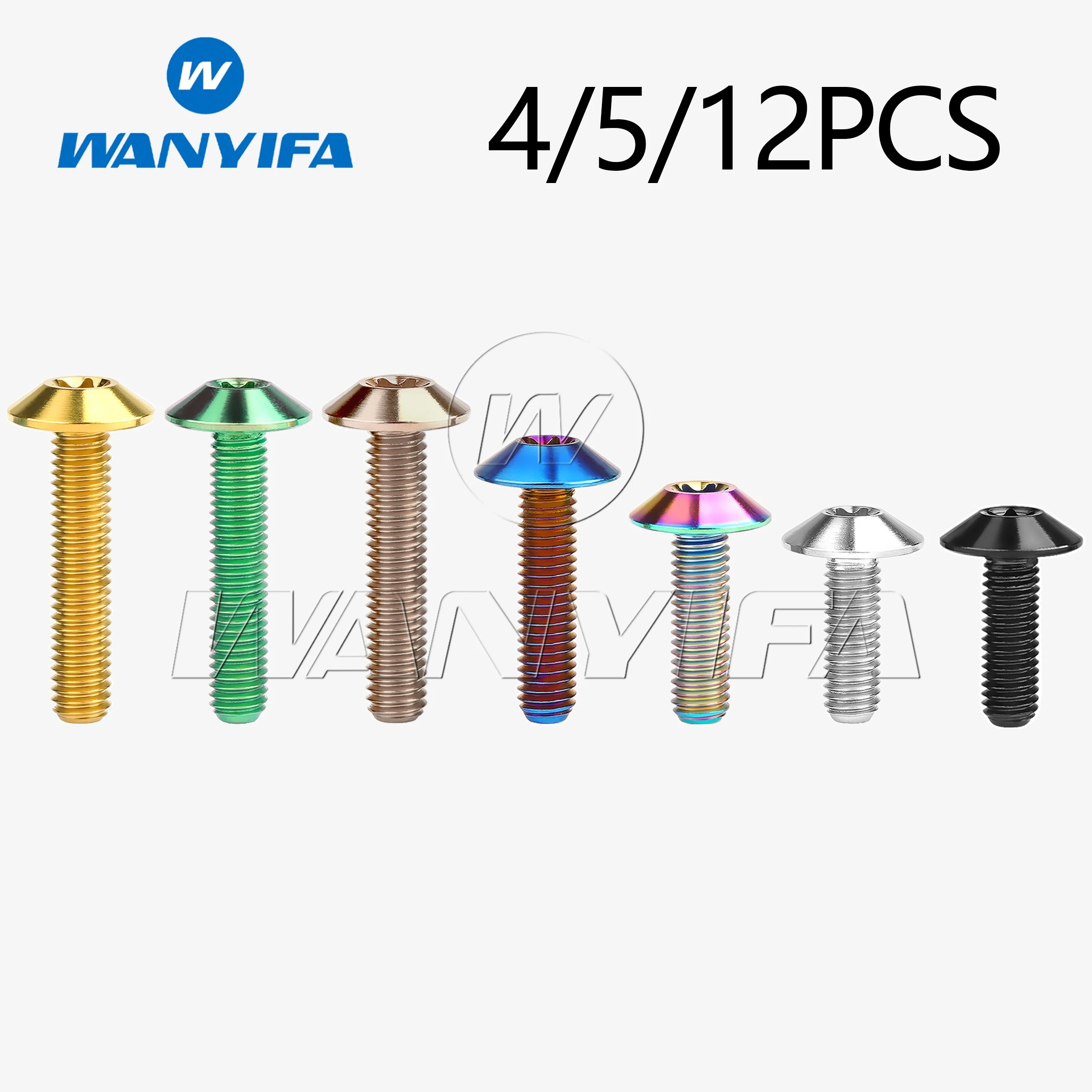 Wanyifa 5/12PCS Titanium Bolts M5x12 15 20 25mm Plum Umbrella Torx Head Screws for Motorcycle Thermal Shield/Windshield