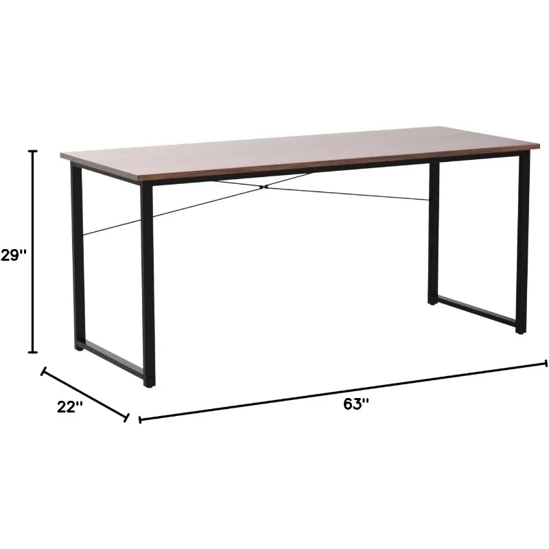 โต๊ะคอมพิวเตอร์63นิ้วสำหรับสำนักงานบ้านสไตล์โมเดิร์นเรียบง่ายโต๊ะเขียนหนังสือนักเรียน22 "D x 63" W x 29 "H สีน้ำตาลเข้ม