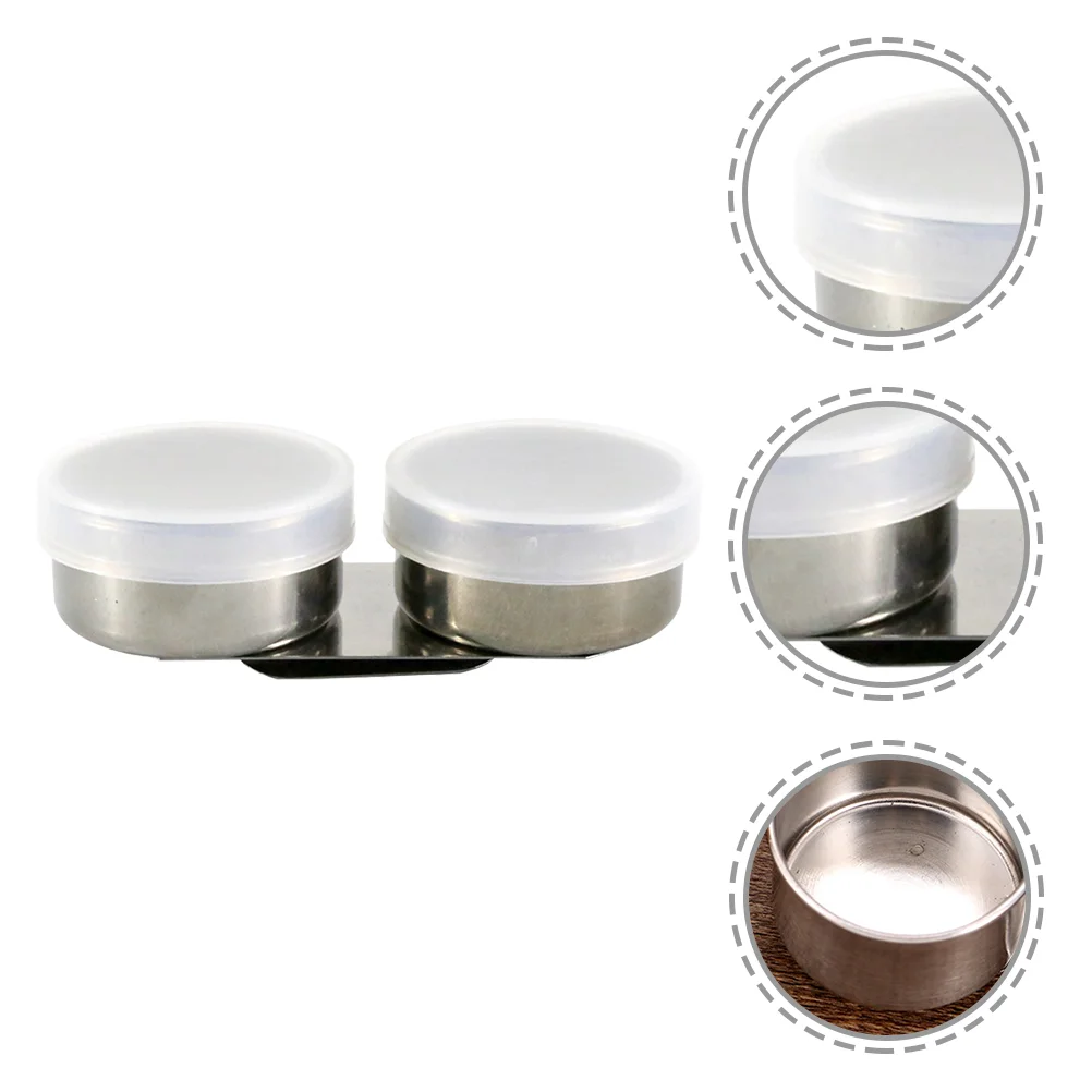 

2 Pcs Waterbottle Cleanser Stainless Steel Oil Painting Brush Washing Container Mini Mixed Pot Cleaner with Lid Silver