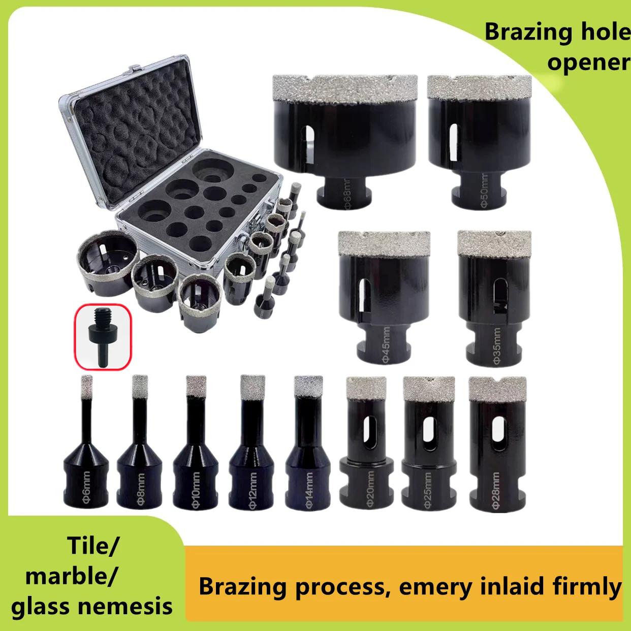 

12/13Pcs Set M14 Thread Brazed Diamond Dry Drilling Bit Hole Saw For Ceramic Tile Porcelain Granite Marble Hole Opener Tools