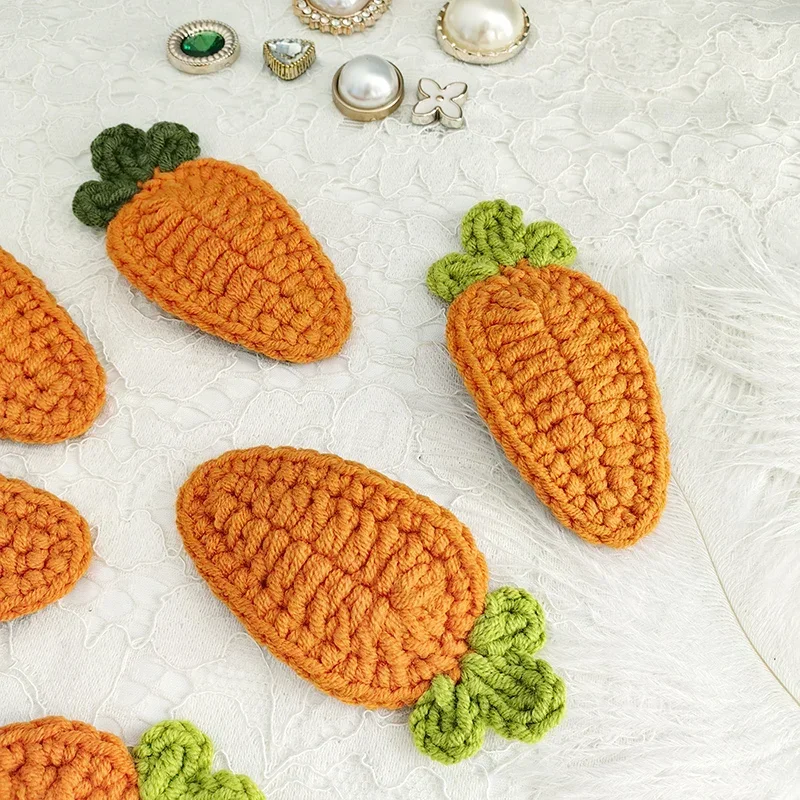 1 pcs Handmade Knitting Cute Fruit Hair Clips Carrot Barrettes Hairpins Kawaii for Girls  Knitted Patterns Headwears