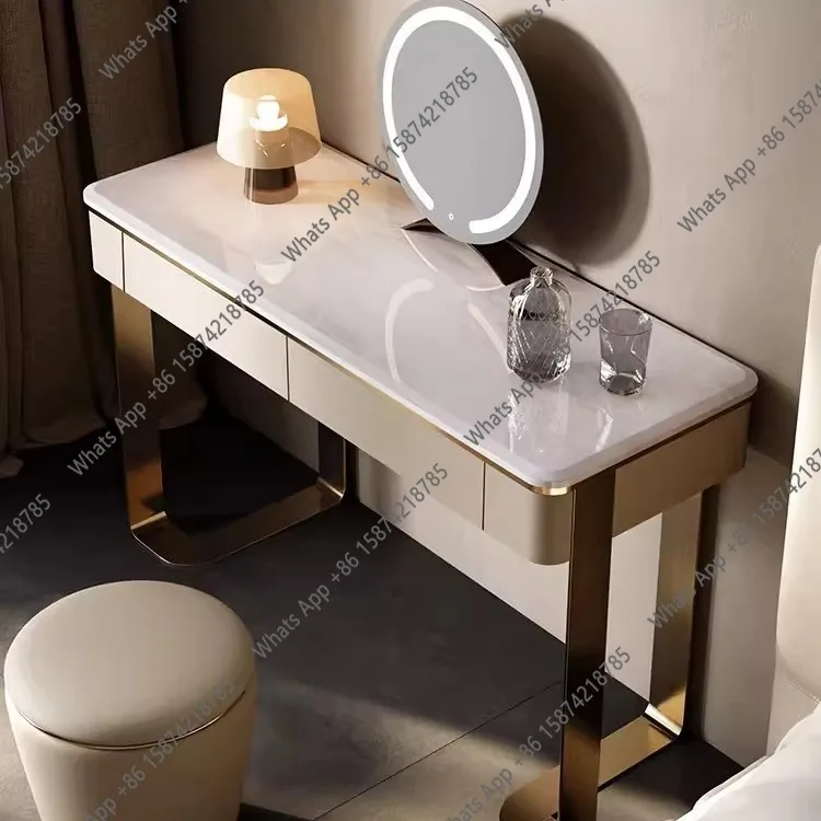 

Italian light luxury style dressing table, modern simple and high-end pure natural marble dressing table