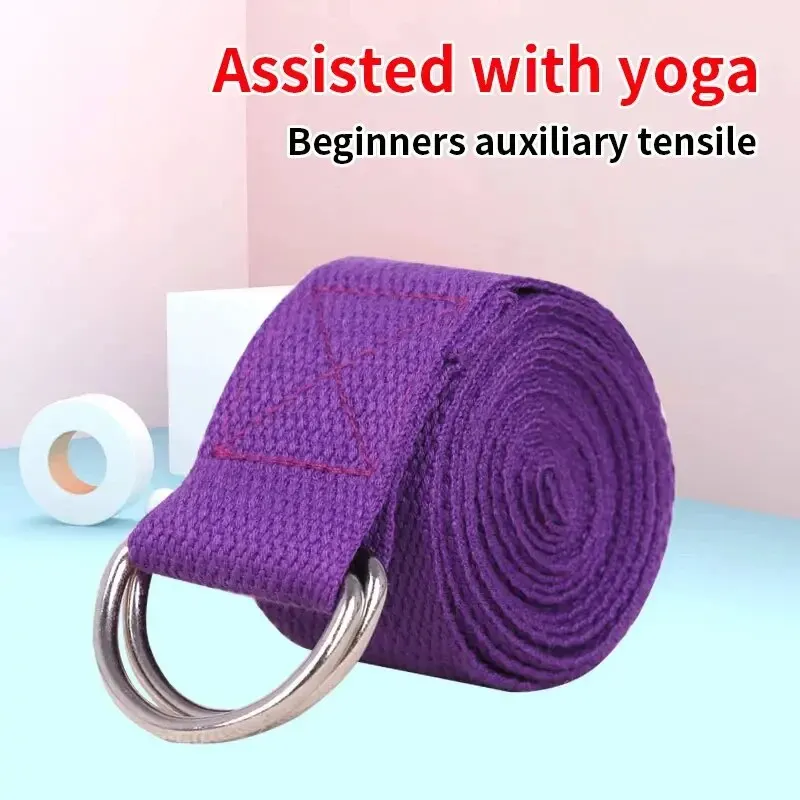 1Pc Yoga Strap For Yoga Pilates Ballet Dance With Adjustable D-Ring Buckle Cotton Yoga Belt For Fitness Daily Stretching