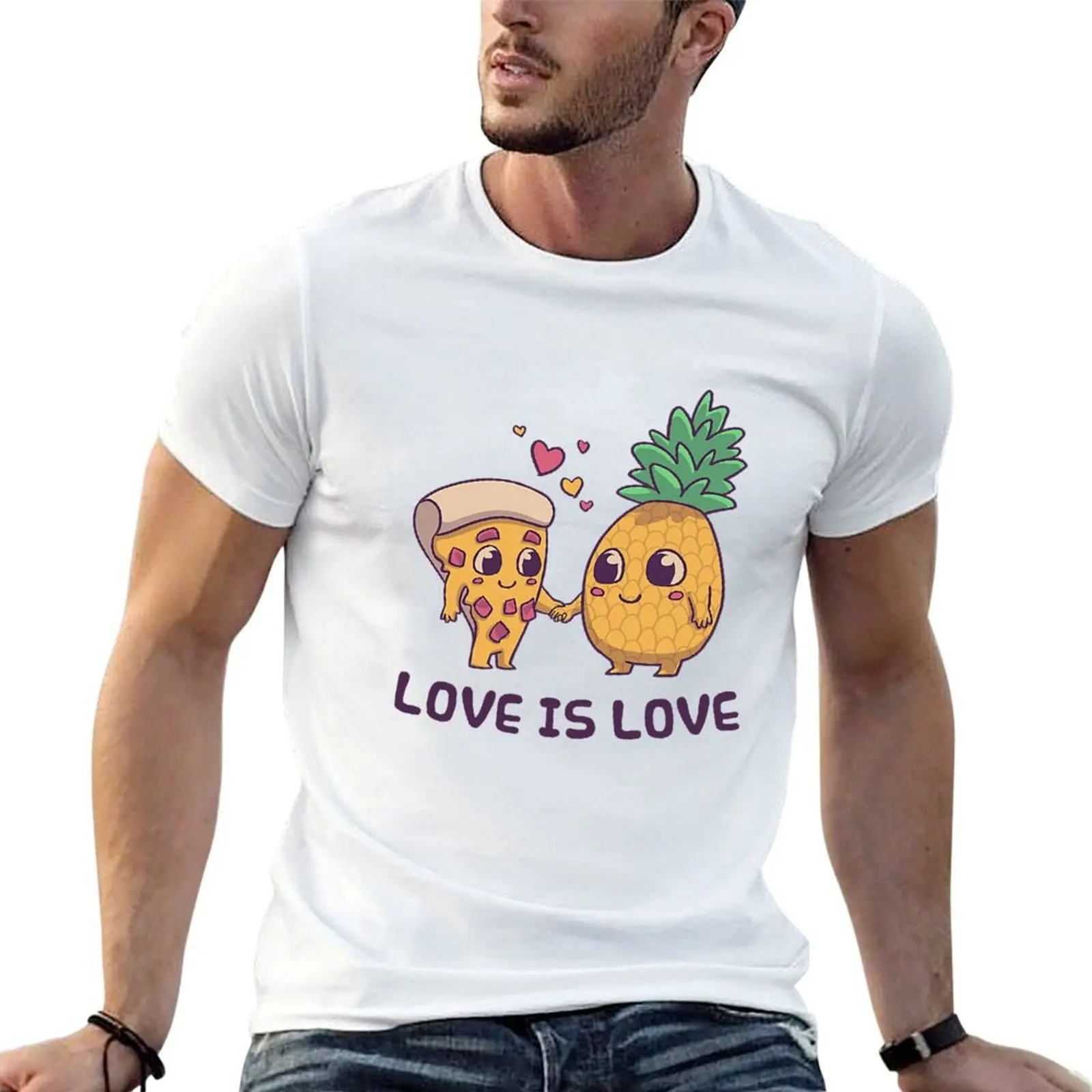 

Pineapple Pizza Love Cute Pride T-Shirt mens graphic t shirts cotton tshirt 100% T-Shirt