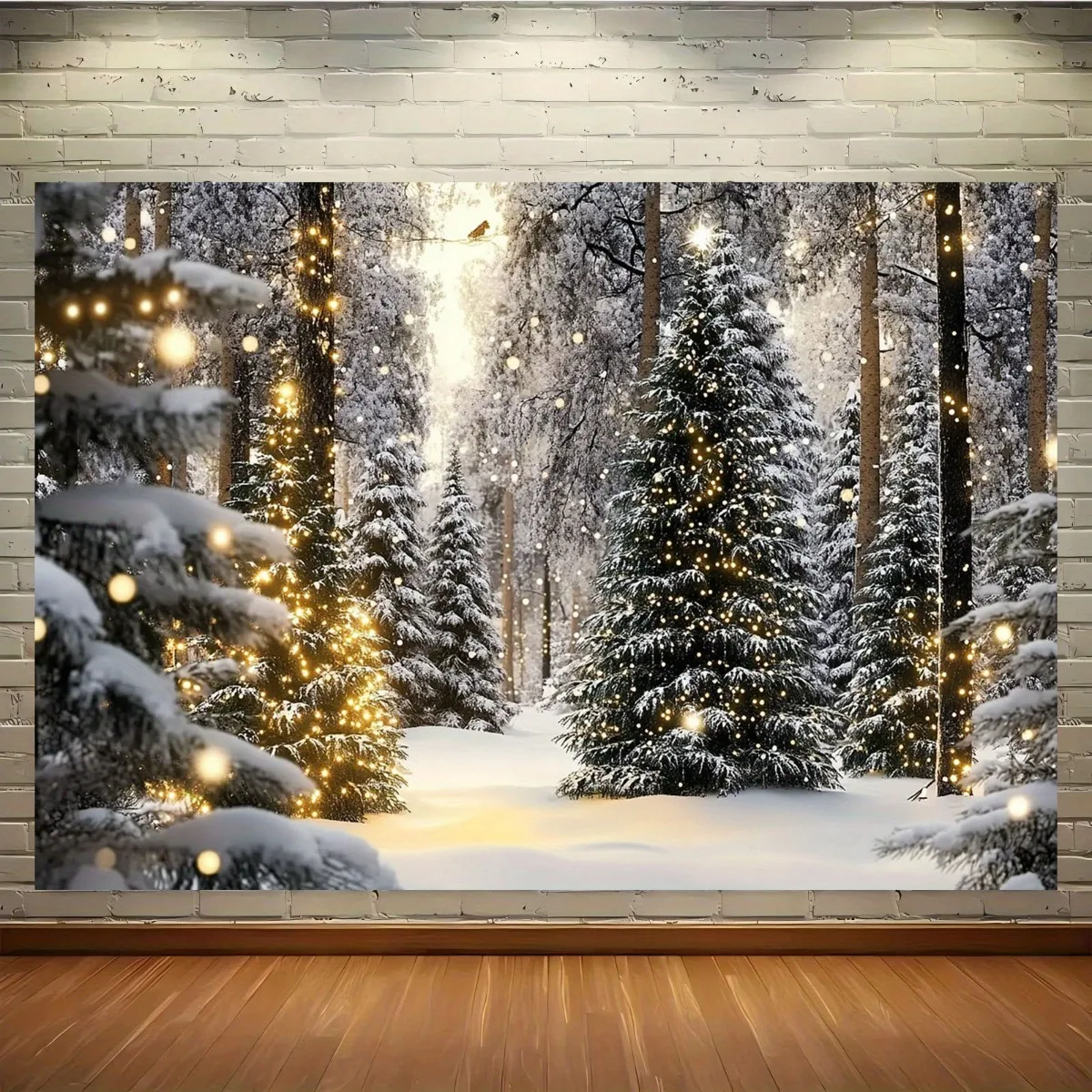 Snow forest overflowing: Christmas fantasy hanging cloth, lighting up winter fairy tales Background cloth