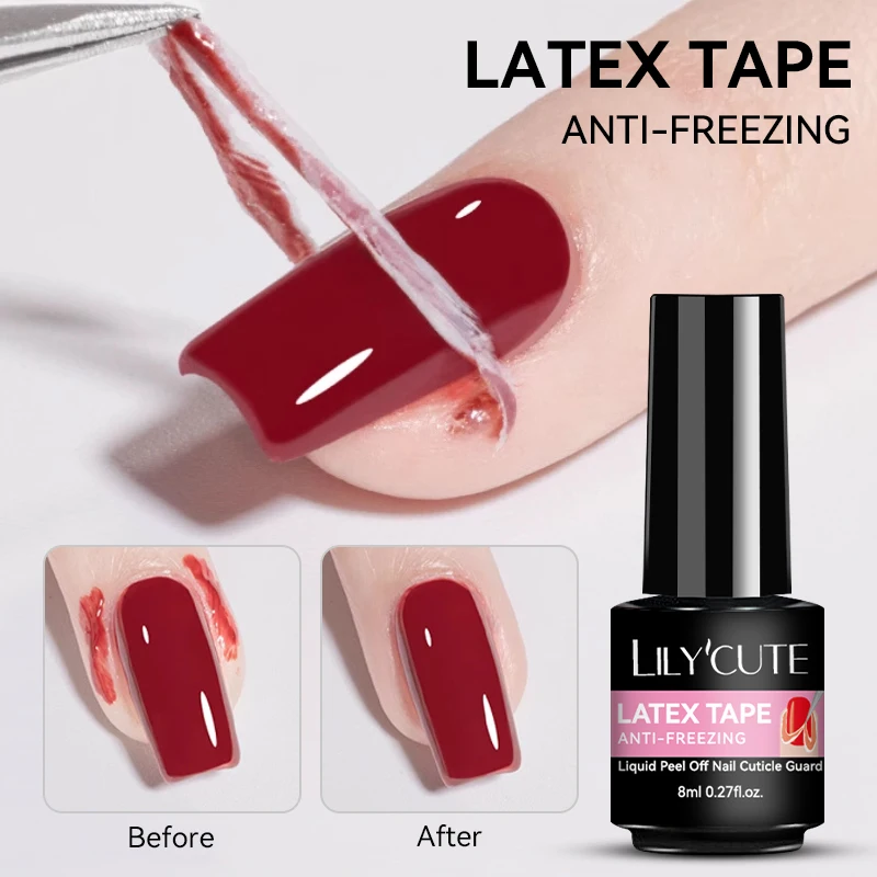 LILYCUTE 8ml Anti-freezing Nail Edge Latex Tape Gel Polish Peel Off Liquid  Nail Cuticle Guard Glue Nail Finger Protectors