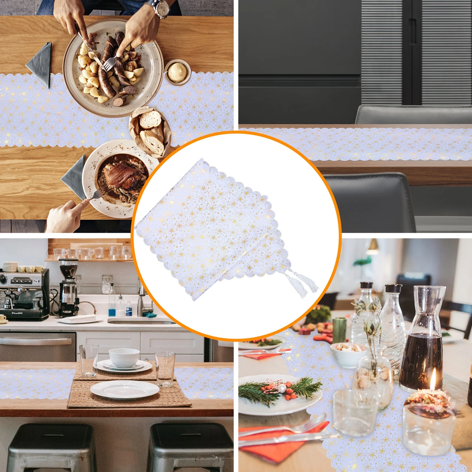 

Golden Star Table Flag Decorative Tablecloth Runner Party Tablecloths for Foldable