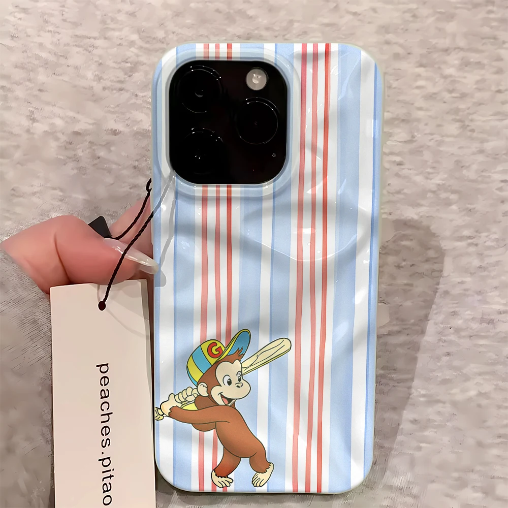 Funda para Iphone 11 Plus 15 14 Air 13 Pro Max 12 16 17 Playing Ball Little Monkey, Funda suave anticaída, Funda Bumber