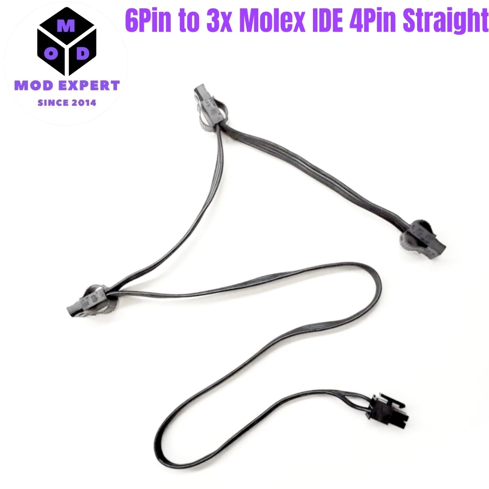 

Кабель питания 6-контактный на 3 Molex (прямой) PATA IDE 4-контактный для модульных блоков питания Seasonic FOCUS 850W, 750W, 650W, 550W, 500W, 450W GOLD