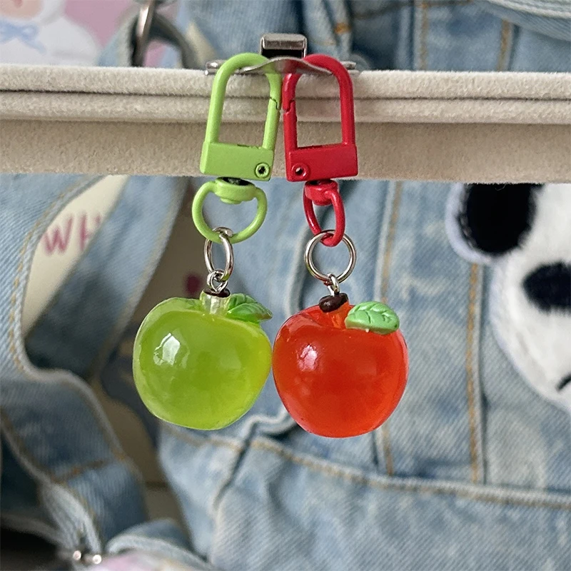 2pcs Delicious Red Cherry Red Apple Keychain Summer Fruit Cherry Pendant Key Ring Women Men Jewelry Bag Key Accessories Gift