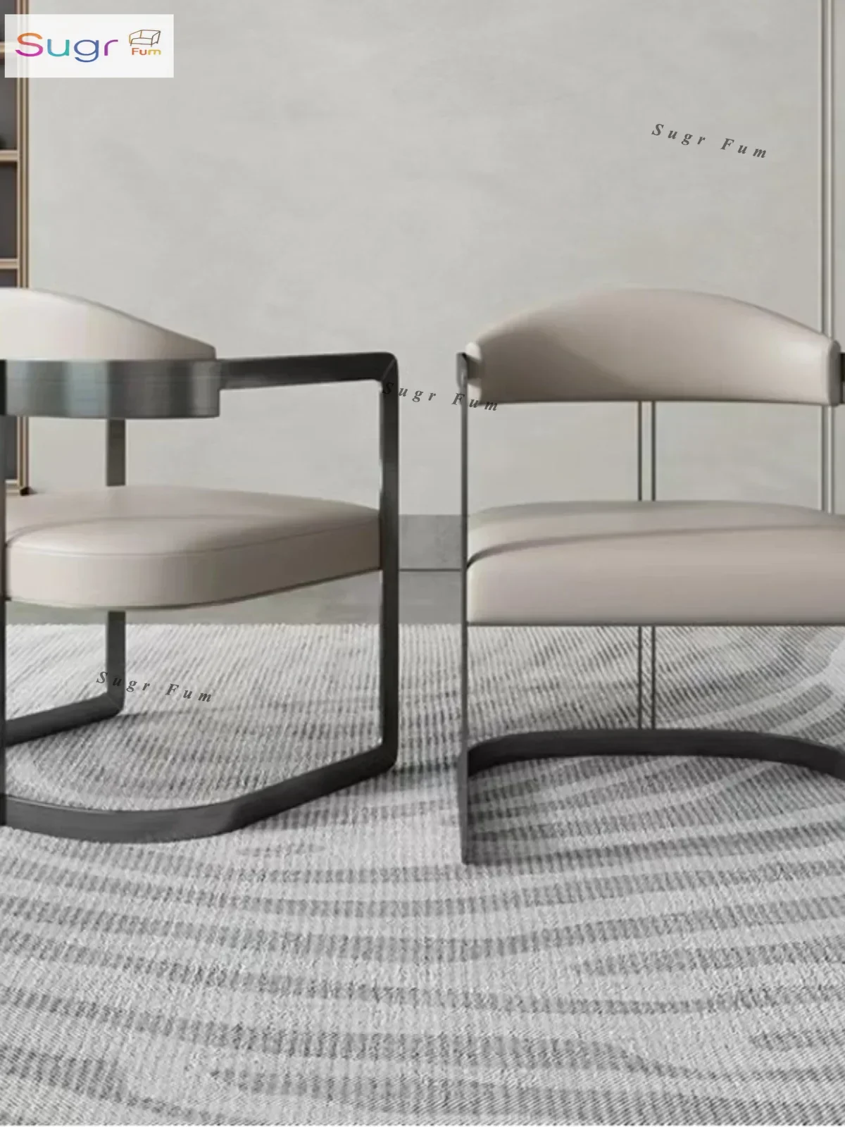 

Simple modern tea table master chair stainless steel leather designer stool light luxury dining chair back chair casual tea