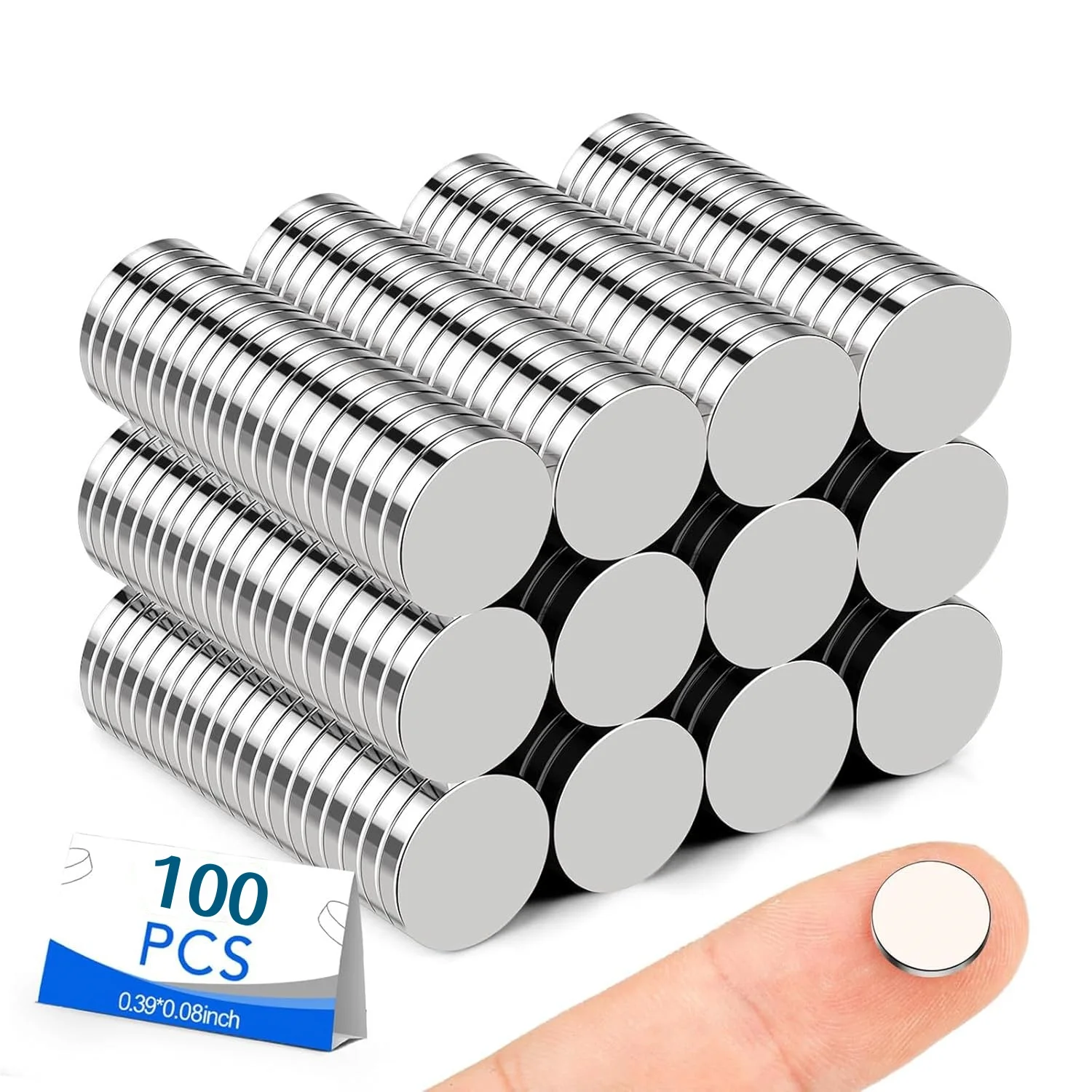 Small Magnets, 100 Pack Refrigerator Magnet 10x2mm Rotundity Magnets Tiny Magnets for Crafts, Whiteboard, Kitchen Cabinet