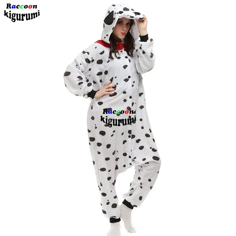 Mono dálmata Unisex para adultos con cremallera, pijamas de invierno para perros, ropa de dormir con capucha de animales, mono de Cosplay