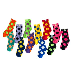 Calcetines deportivos de algodón suave para niños y niñas, medias de lunares de colores dulces, 4 Estaciones, 1 par, 1-8 años