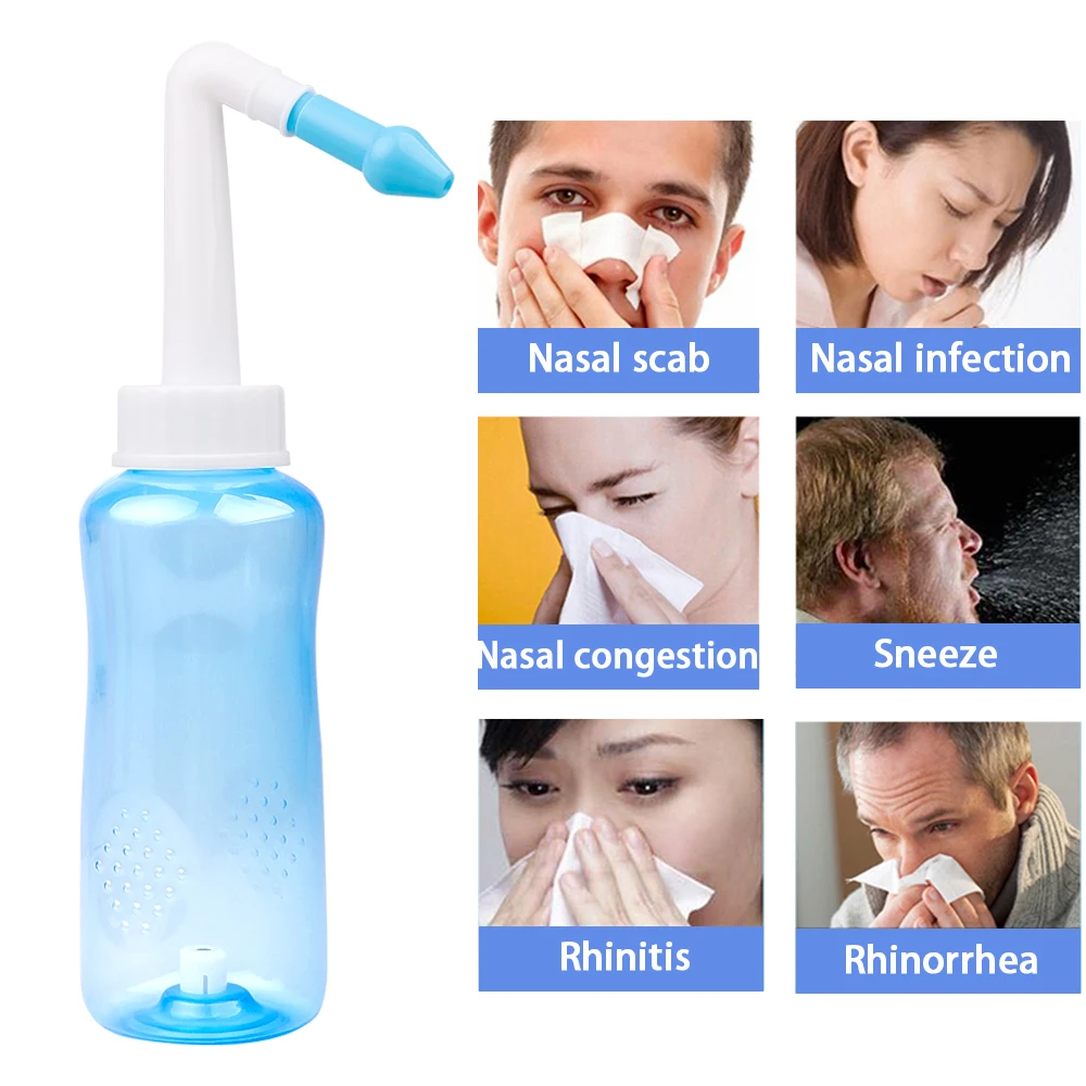 Detergente per lavaggio nasale 300ml 500ml pulizia del naso adulti bambini protezione per il naso vaso Neti evitare rinite allergica lavaggio nasale