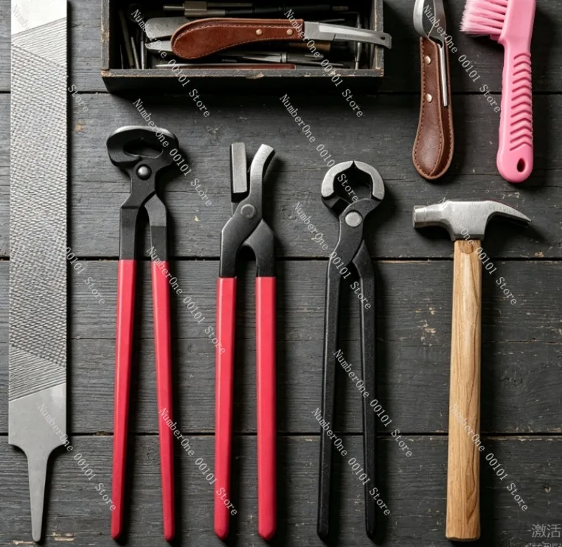 Complete Hoof Care Kit for Horse Farrier 9PCS Trimming Tools Pliers File Knife