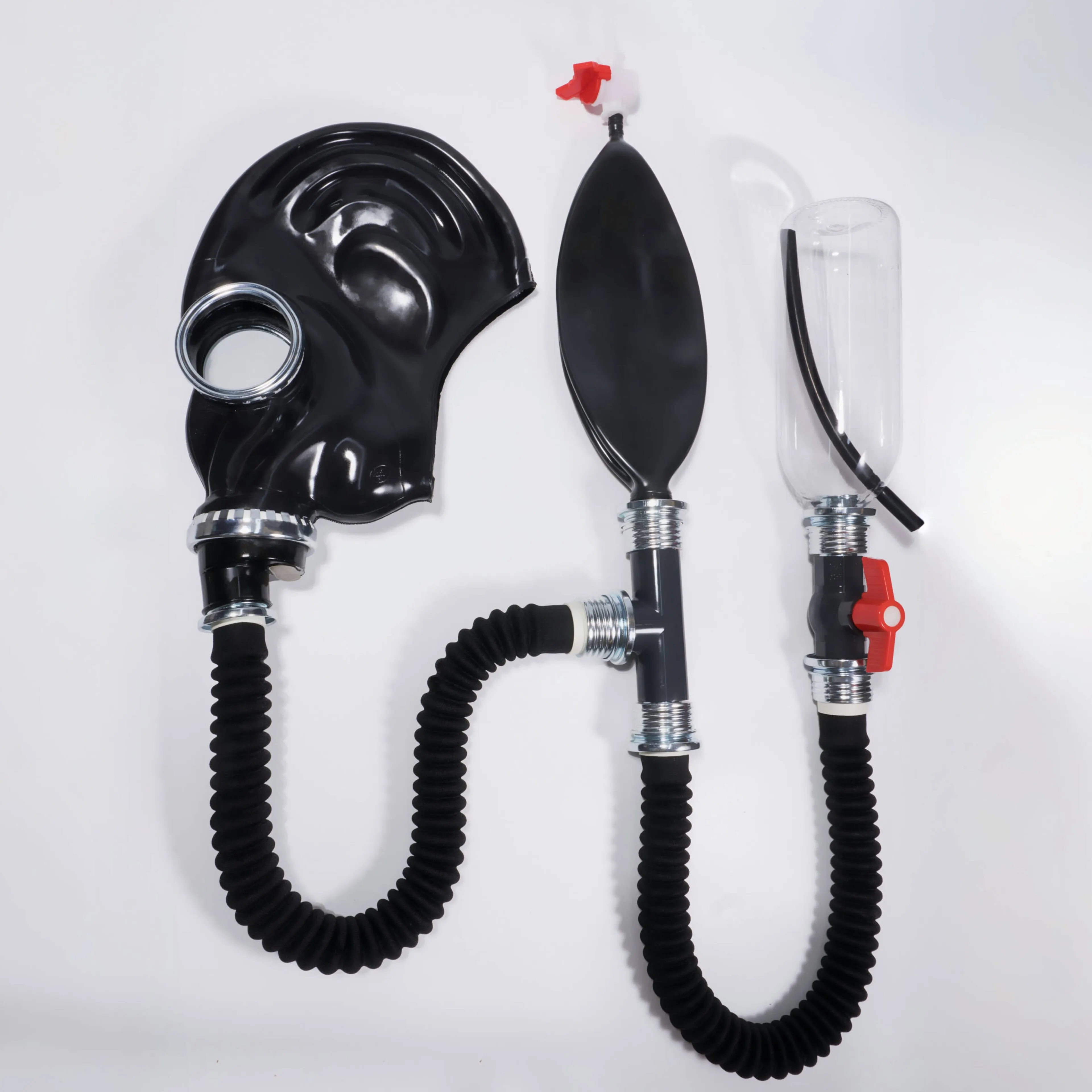 Latex Head Mask Ghost Face with Breathing Control Bag Negative Pressure Bottle Cosplay Accessory for Halloween Masquerade Party