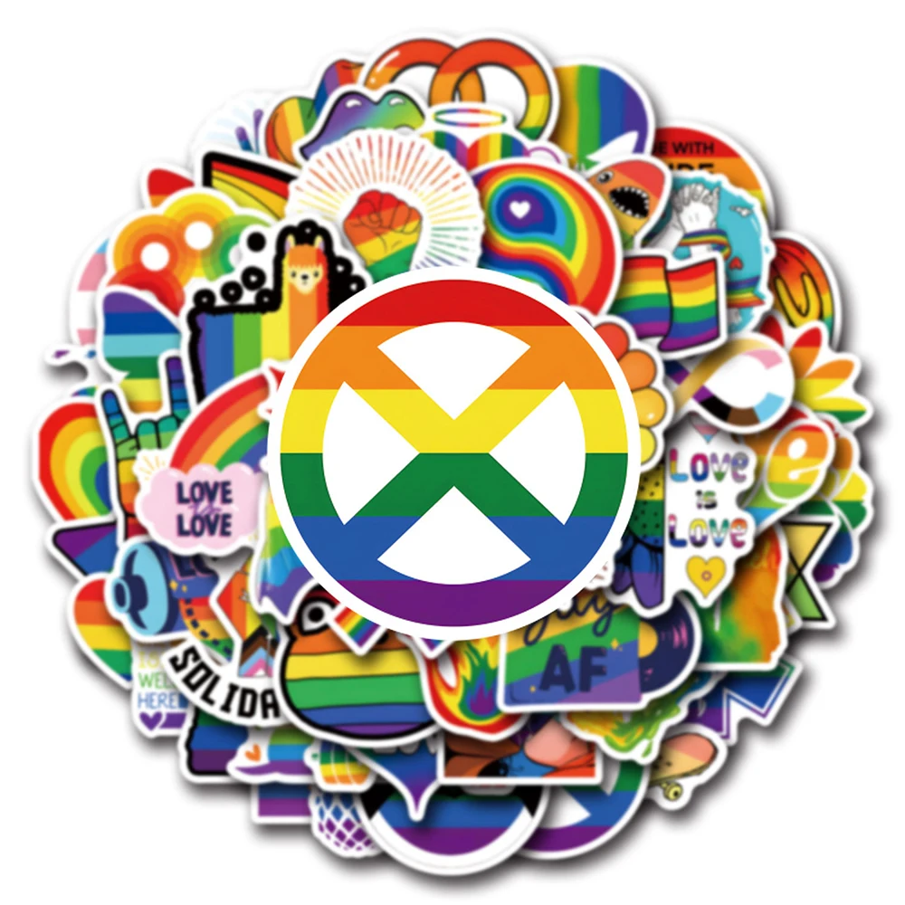 10/30/55/110pcs Cartoon Pride Parade Stickers Funny Rainbow Graffiti Sticker Water Bottle Phone Case Notebook Cool Decals Decor