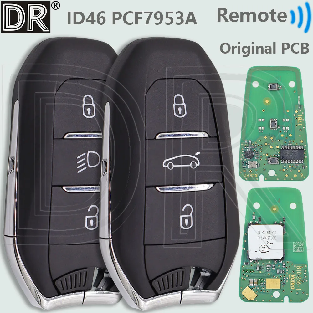 

DR Original PCB Board ID46 PCF7953A Chip 433.92MHz Car Remote Key For Peugeot 308 508 Citroen C4 C4L C5 Picasso DS4 DS5